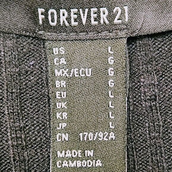 FOREVER21 NEW BLACK Ribbed shortsleeve V-Neck Top Size Large - Picture 8 of 10